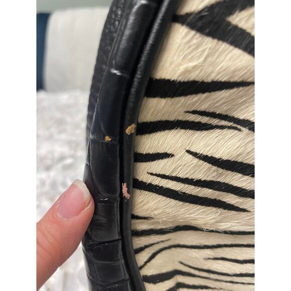 Isabella Adam's Black Pebbled Leather and Cream Zebra Print Bowler Bag - Picture 7 of 11